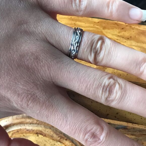 Sterling Silver Filigree Band Ring Size 6 - Picture 2 of 8